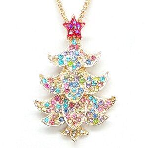 Colorful White Christmas TREE Pendant Necklace